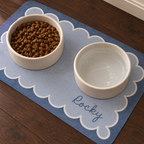 Custom Pet Food Mat Blue Scallop