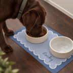 Custom Pet Food Mat Blue Scallop