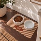 Custom Terracotta Stripe Pet Feeding Mat