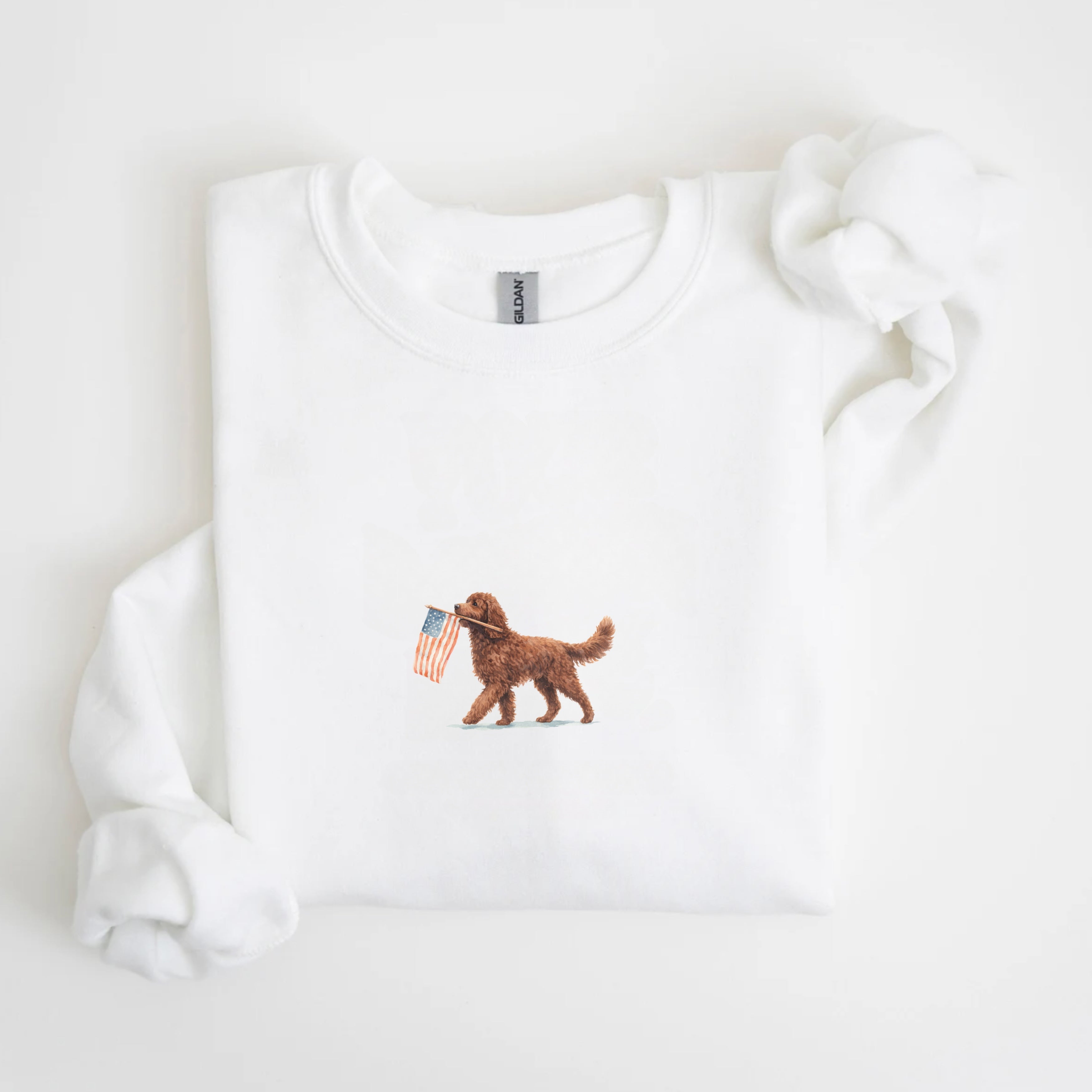 Chocolate Goldendoodle US Flag Sweatshirt