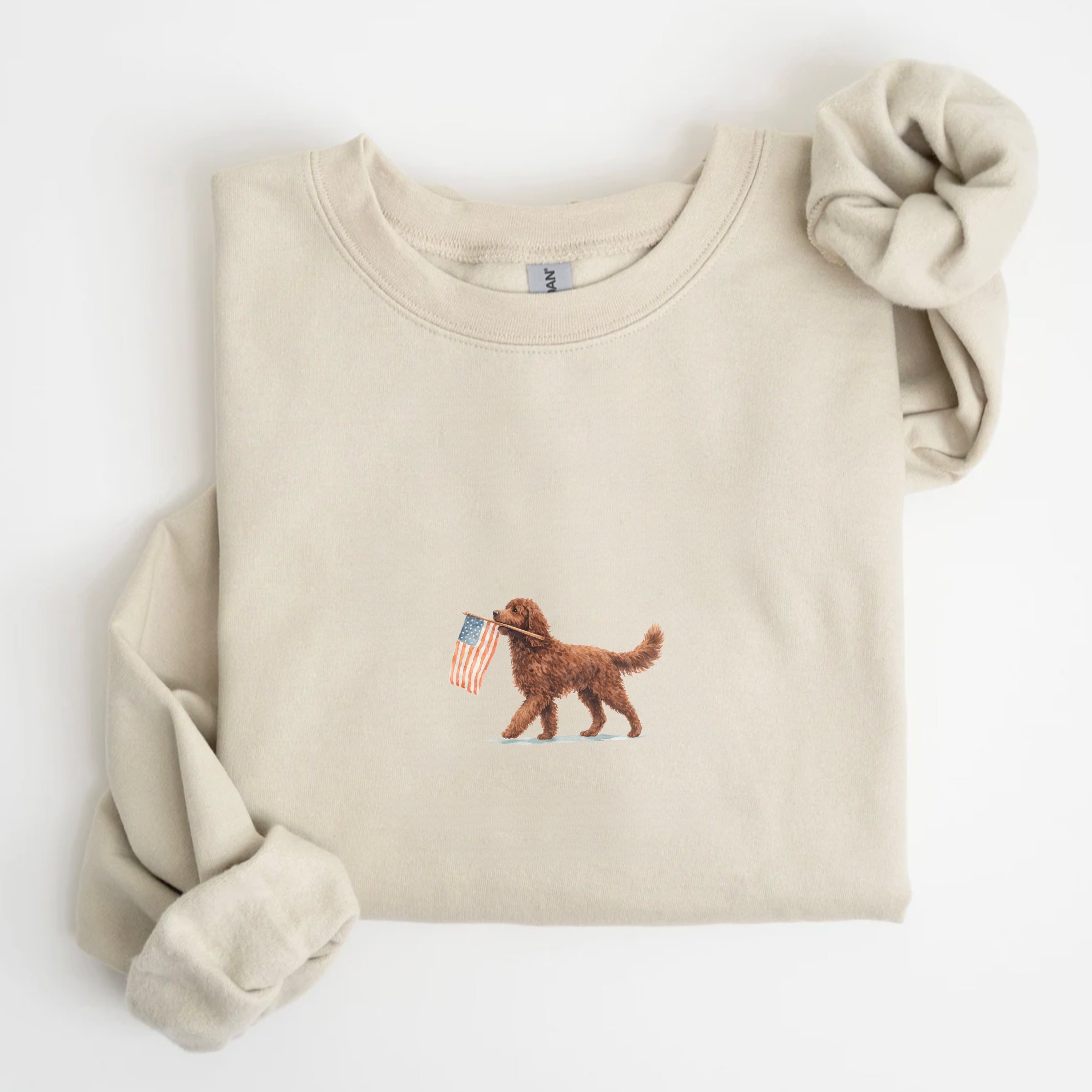 Chocolate Goldendoodle US Flag Sweatshirt