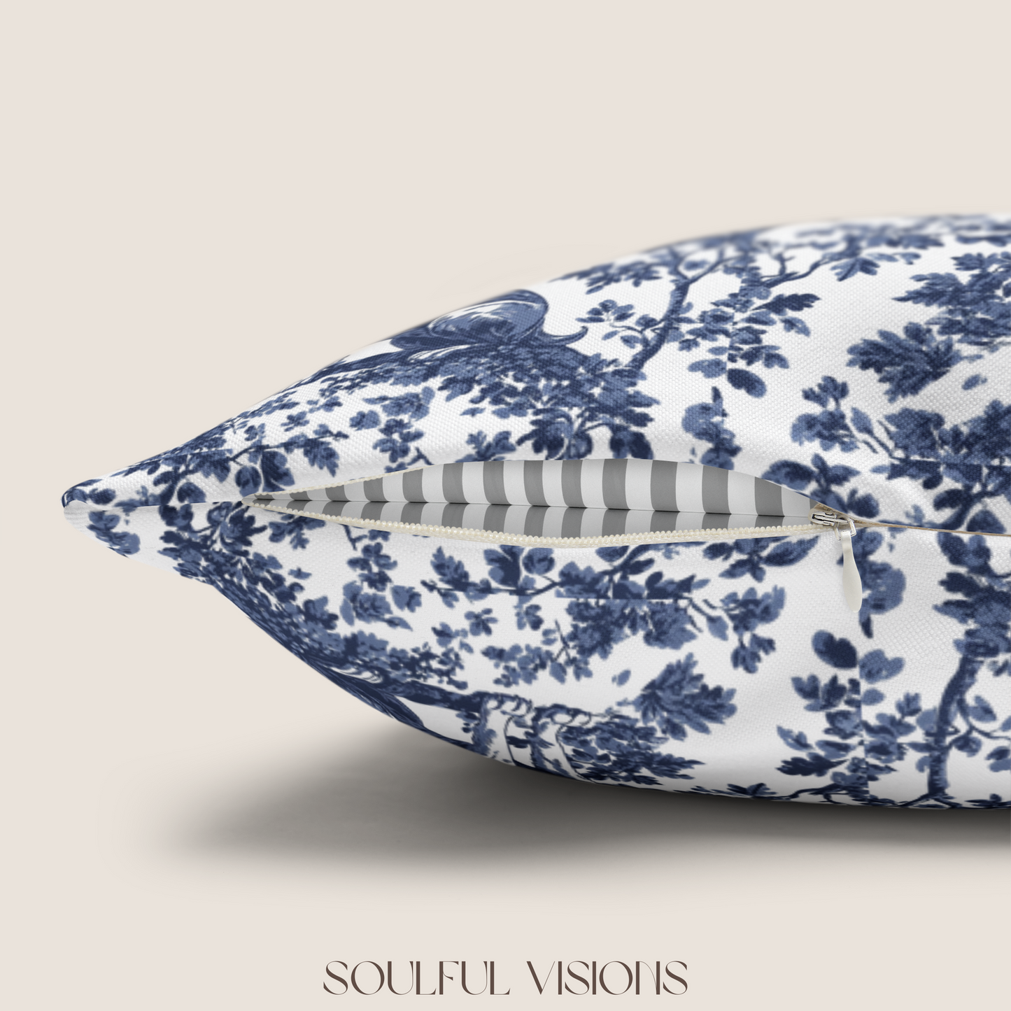 Labrador Retriever Blue French Toile De Jouy Pillow