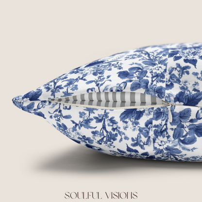 Corgi French Blue Toile De Jouy Pillow