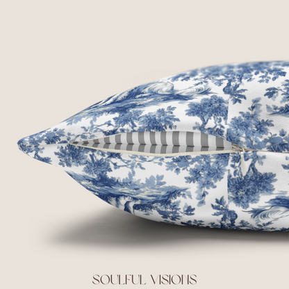Golden Retriever Blue French Toile De Jouy Pillow