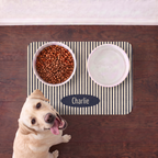 Custom Blue Stripe Pet Feeding Mat