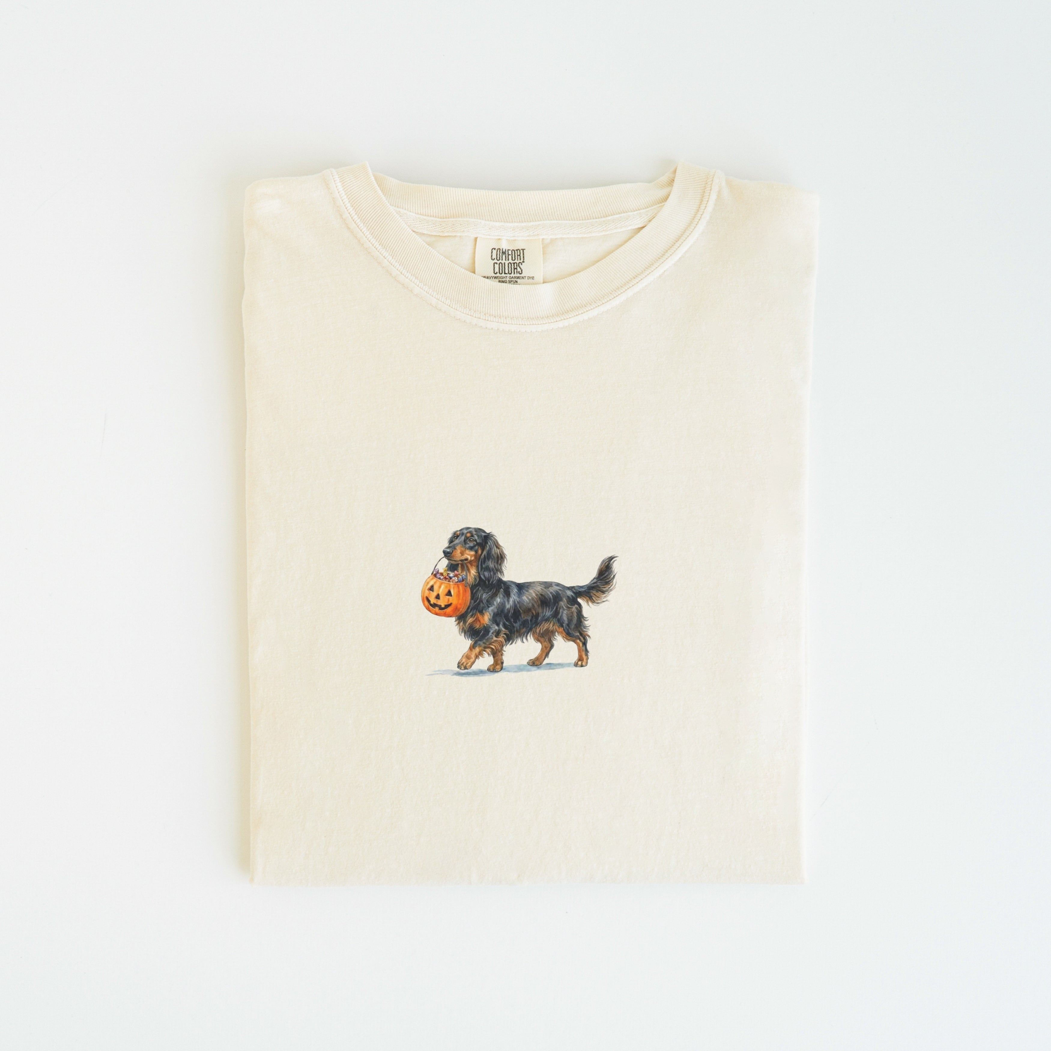 Dachshund LH Black and tan Halloween T-shirt