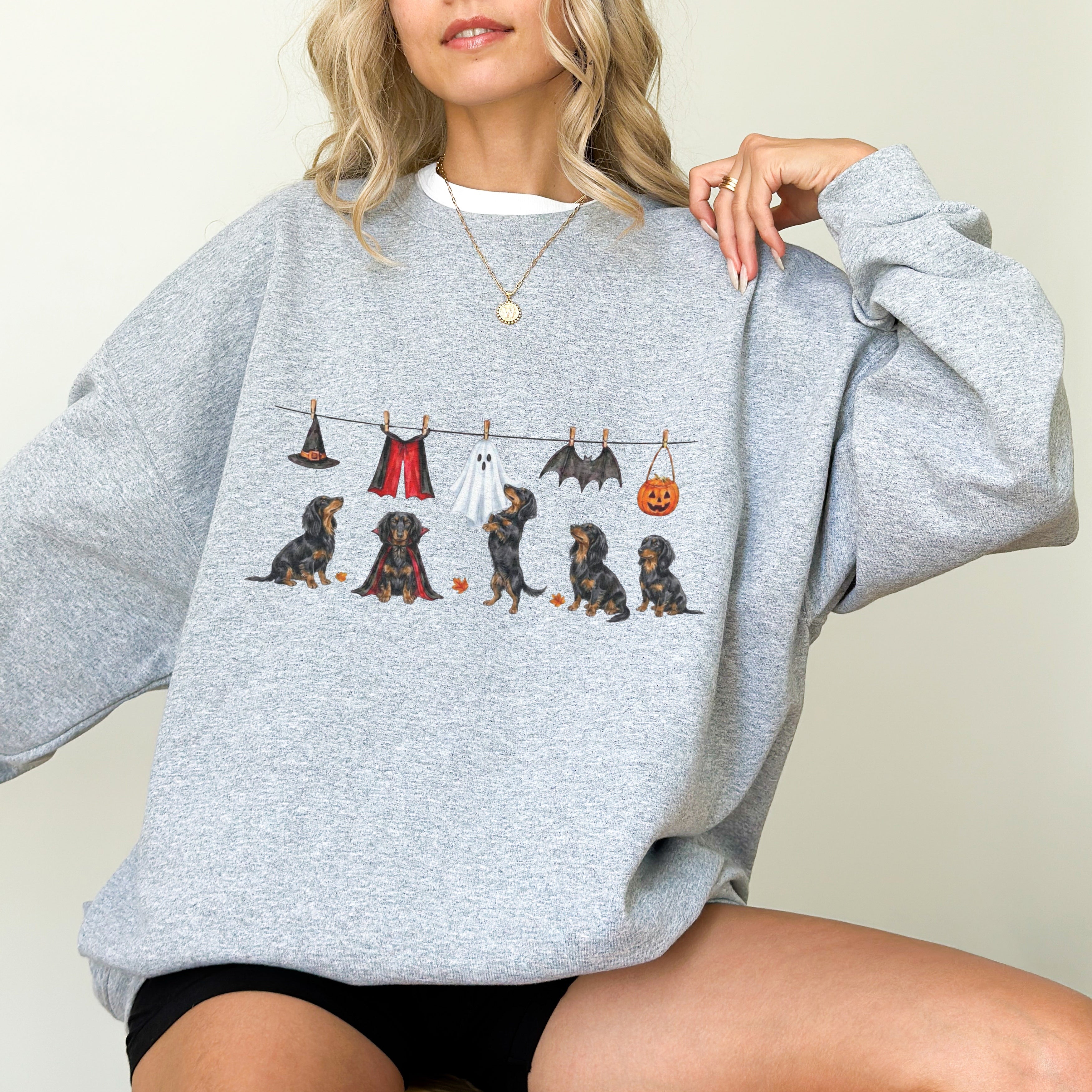 Dachshund LH Black and Tan Halloween Sweatshirt