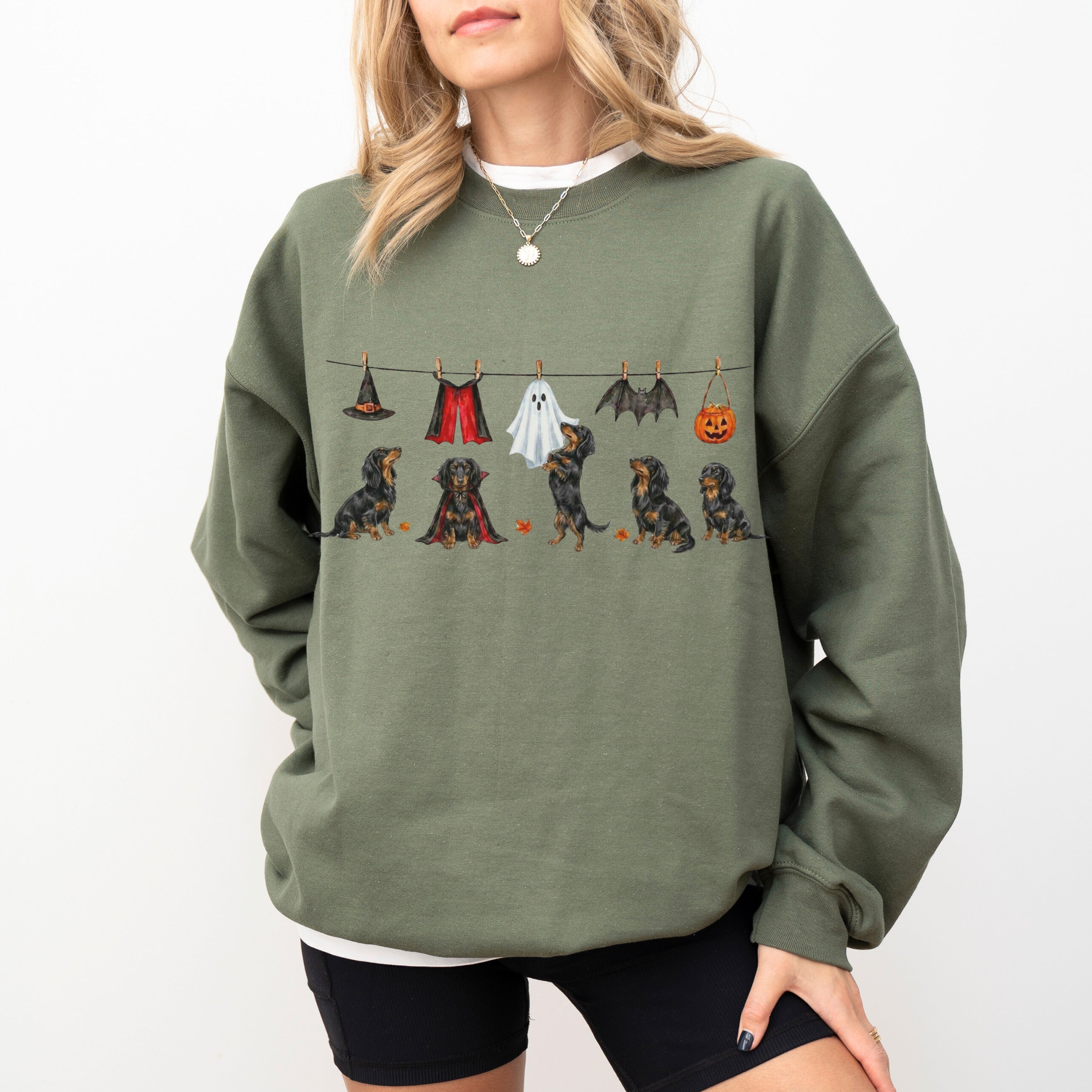Dachshund LH Black and Tan Halloween Sweatshirt