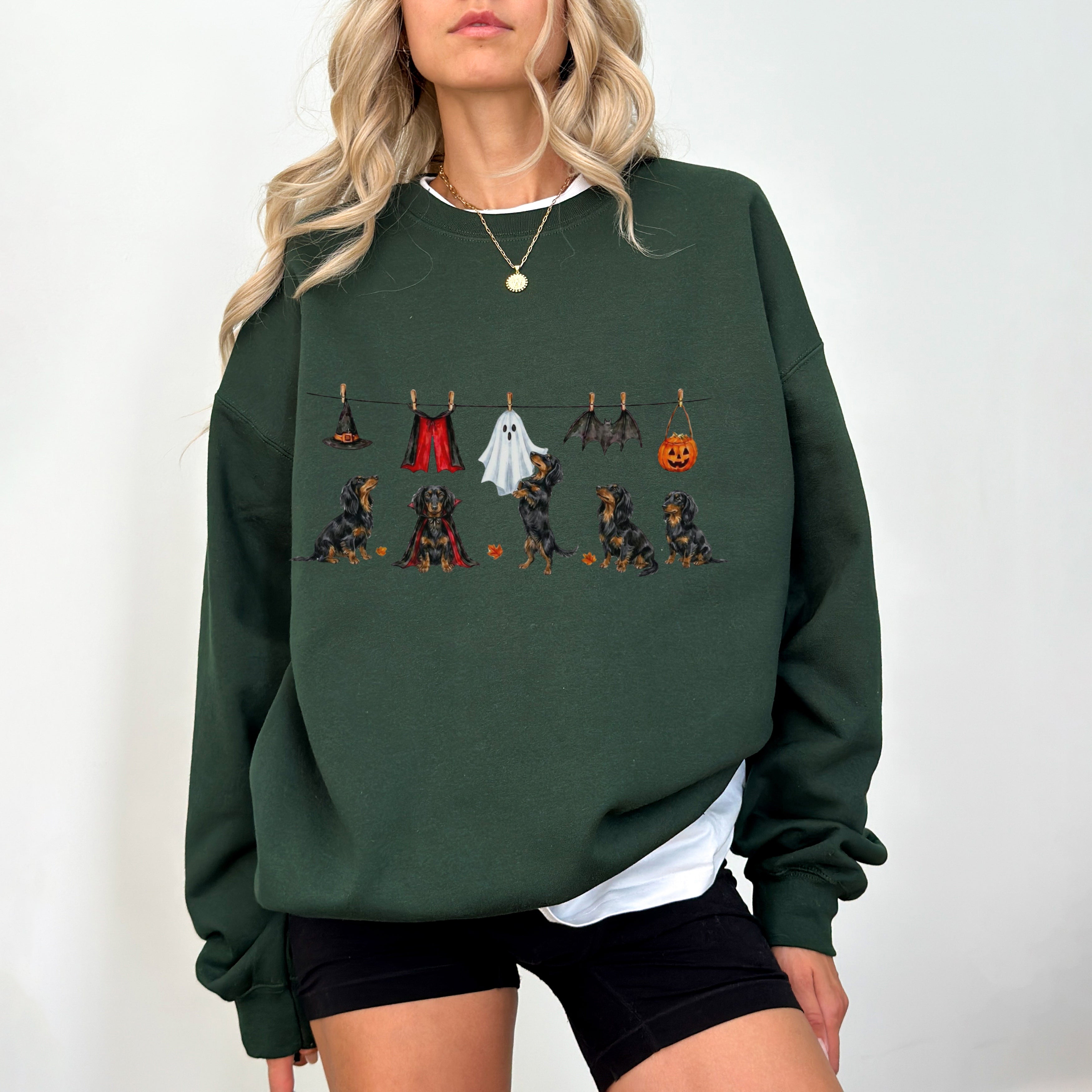 Dachshund LH Black and Tan Halloween Sweatshirt
