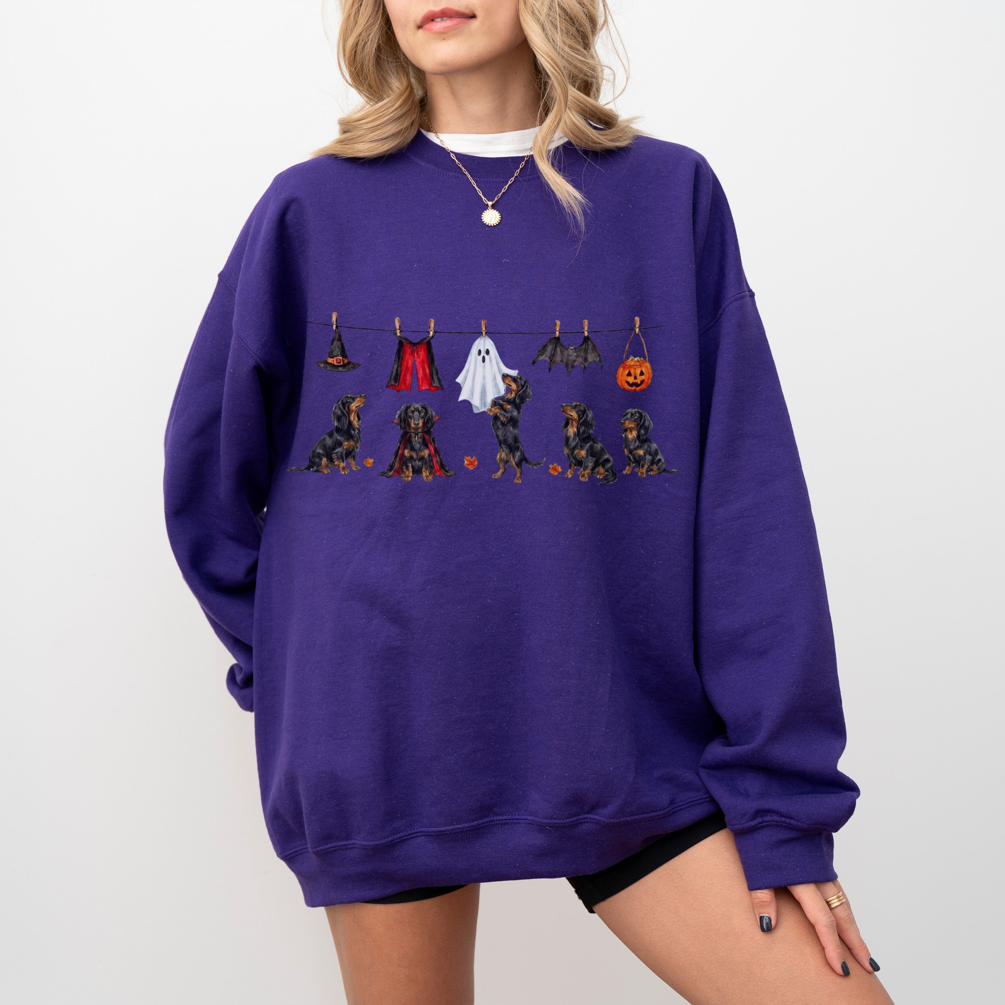 Dachshund LH Black and Tan Halloween Sweatshirt