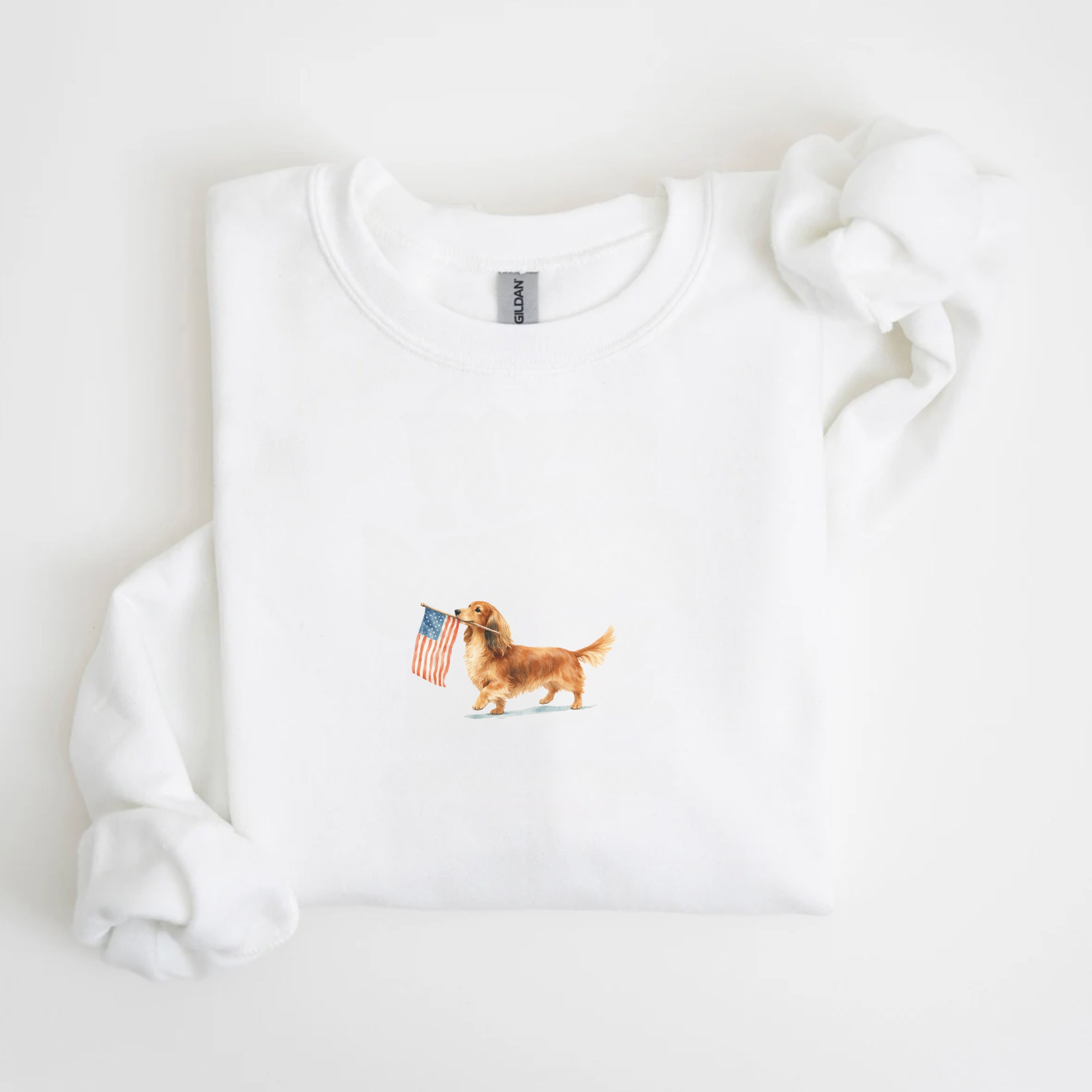 Dachshund Longhaired US Flag Sweatshirt