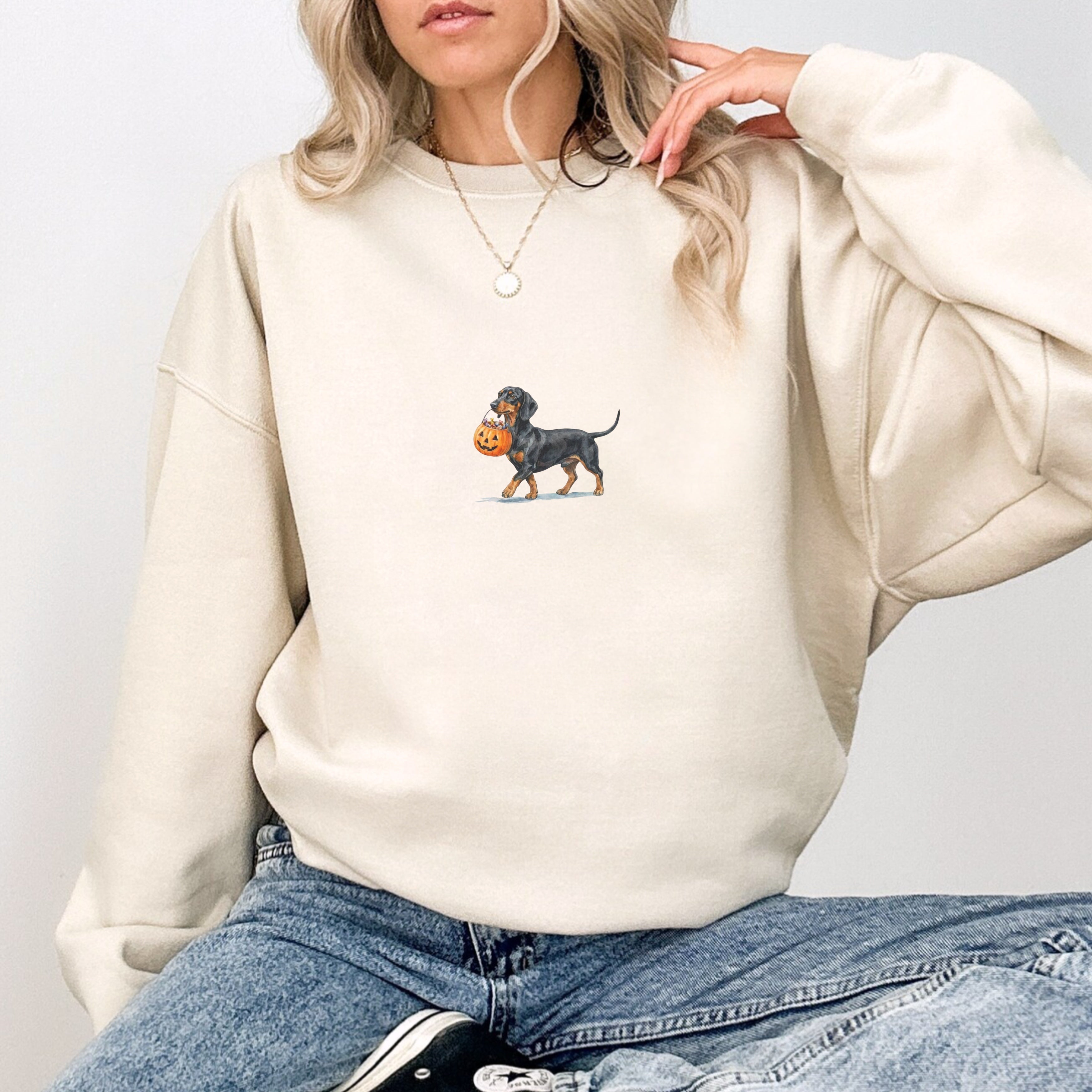Dachshund SH Black And Tan Halloween Sweatshirt