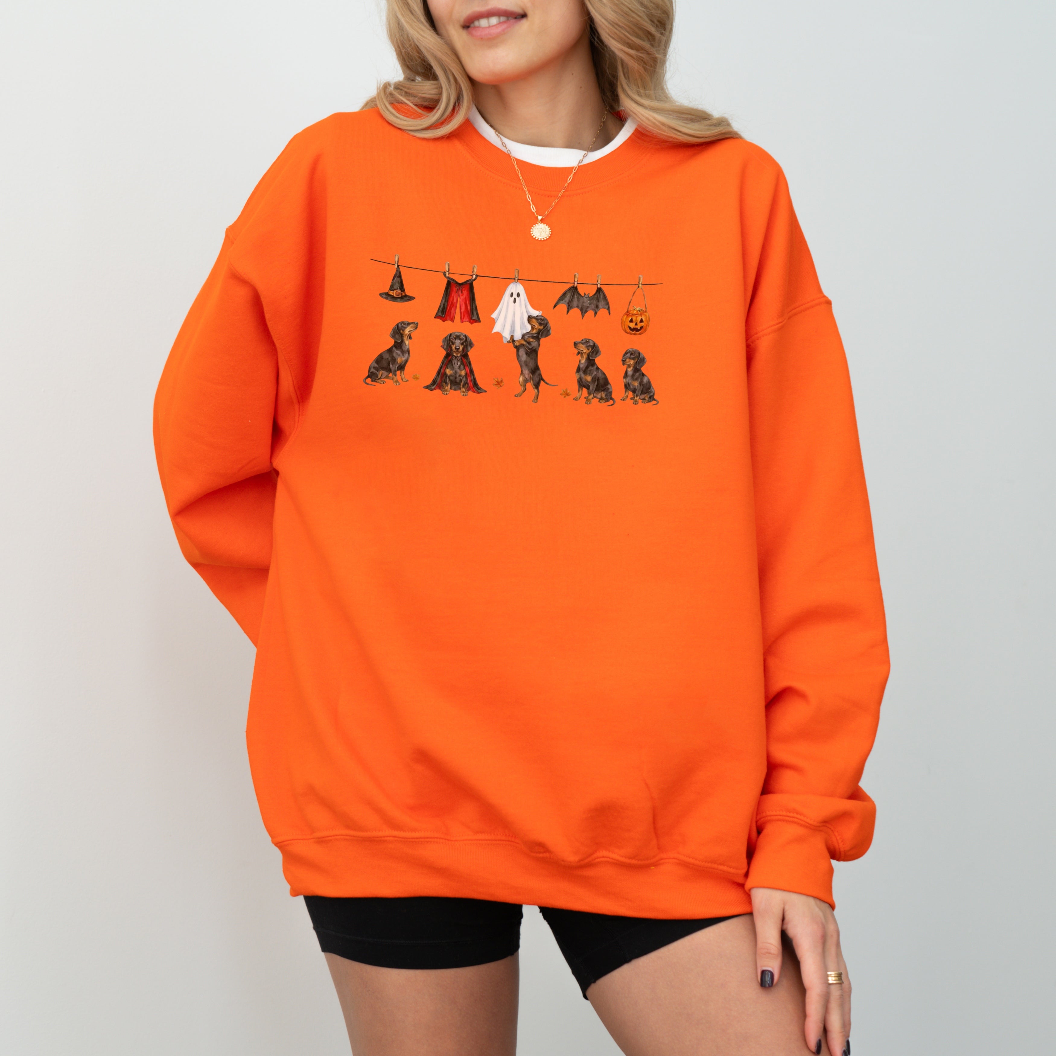 Dachshund SH black and tan Halloween Sweatshirt