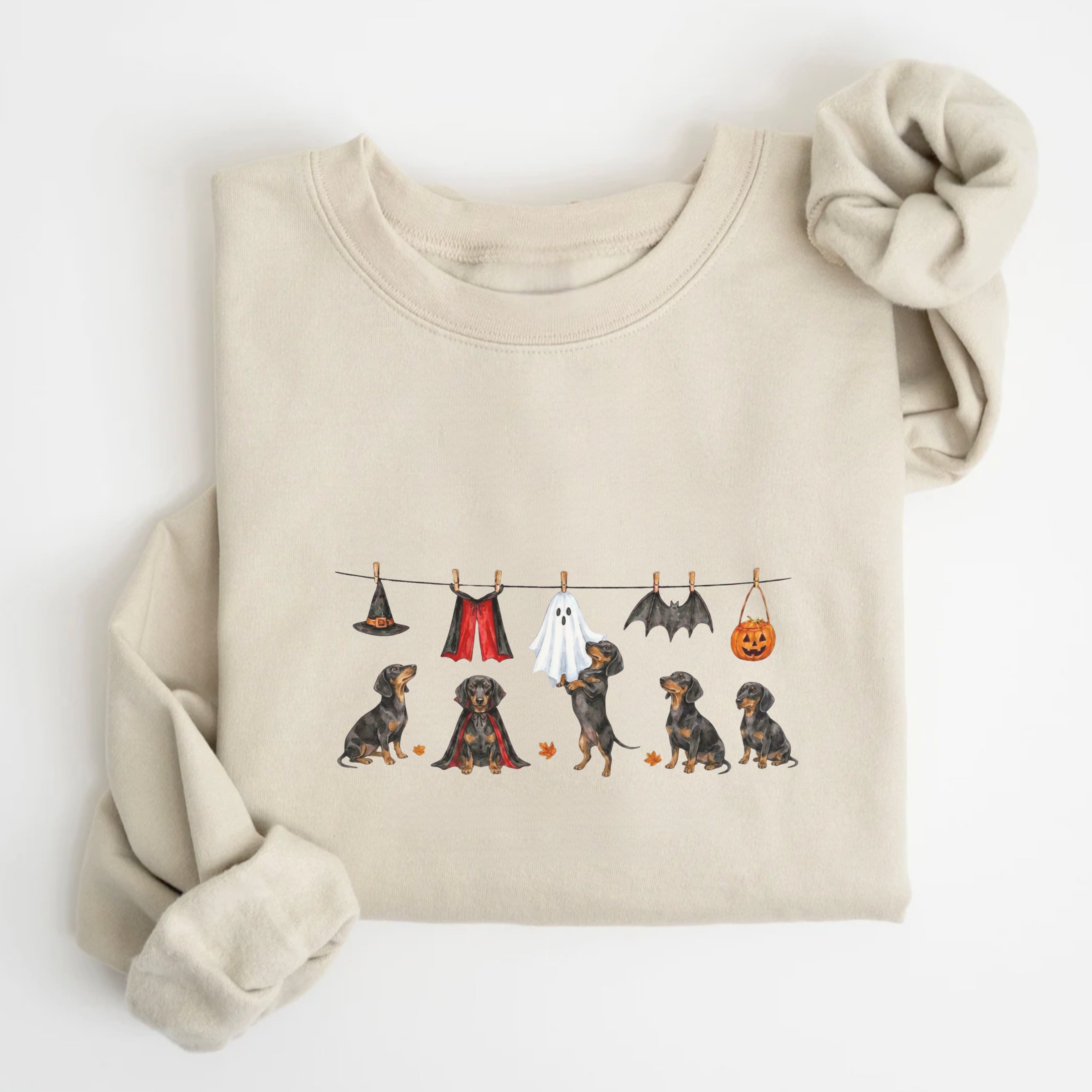 Dachshund SH black and tan Halloween Sweatshirt