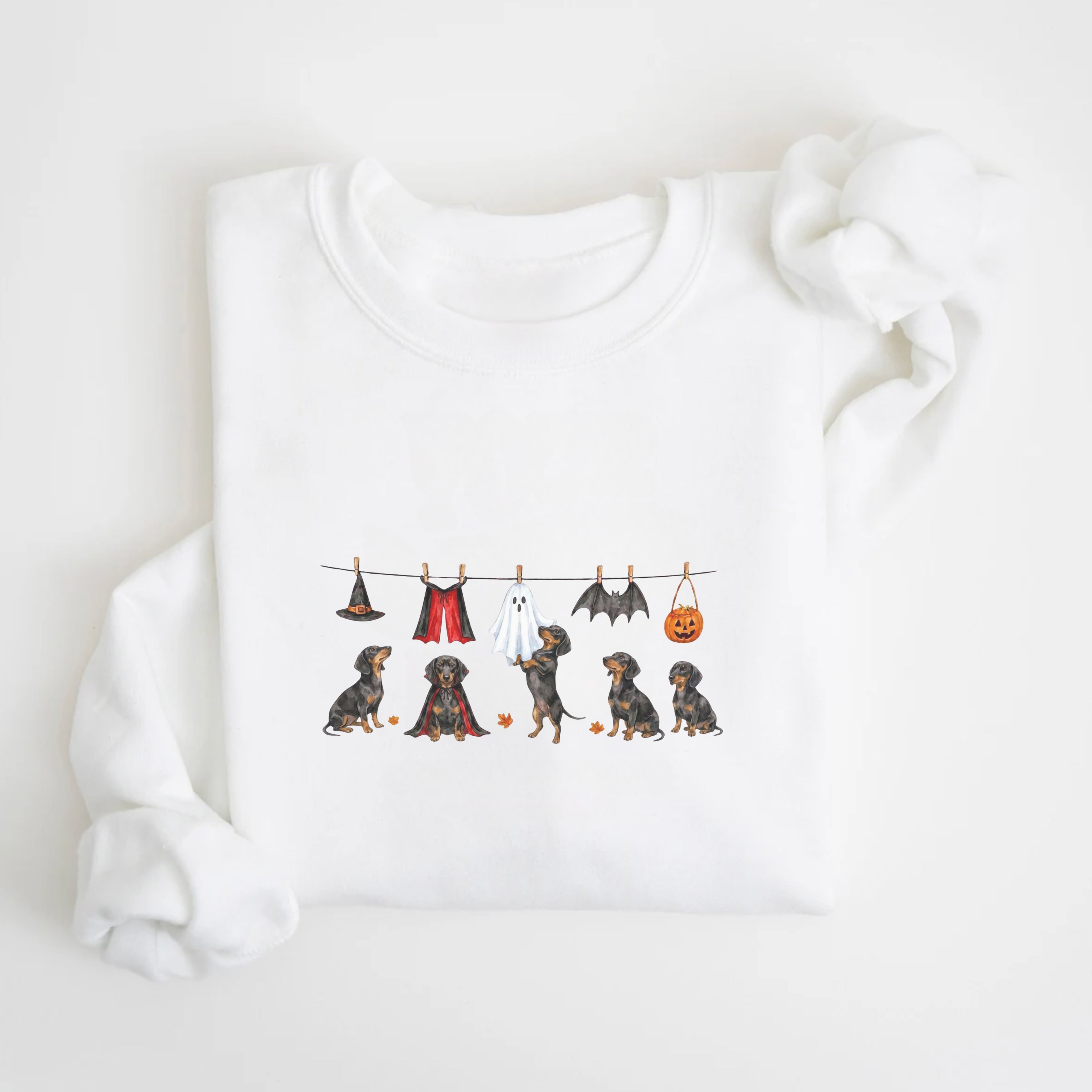 Dachshund SH black and tan Halloween Sweatshirt