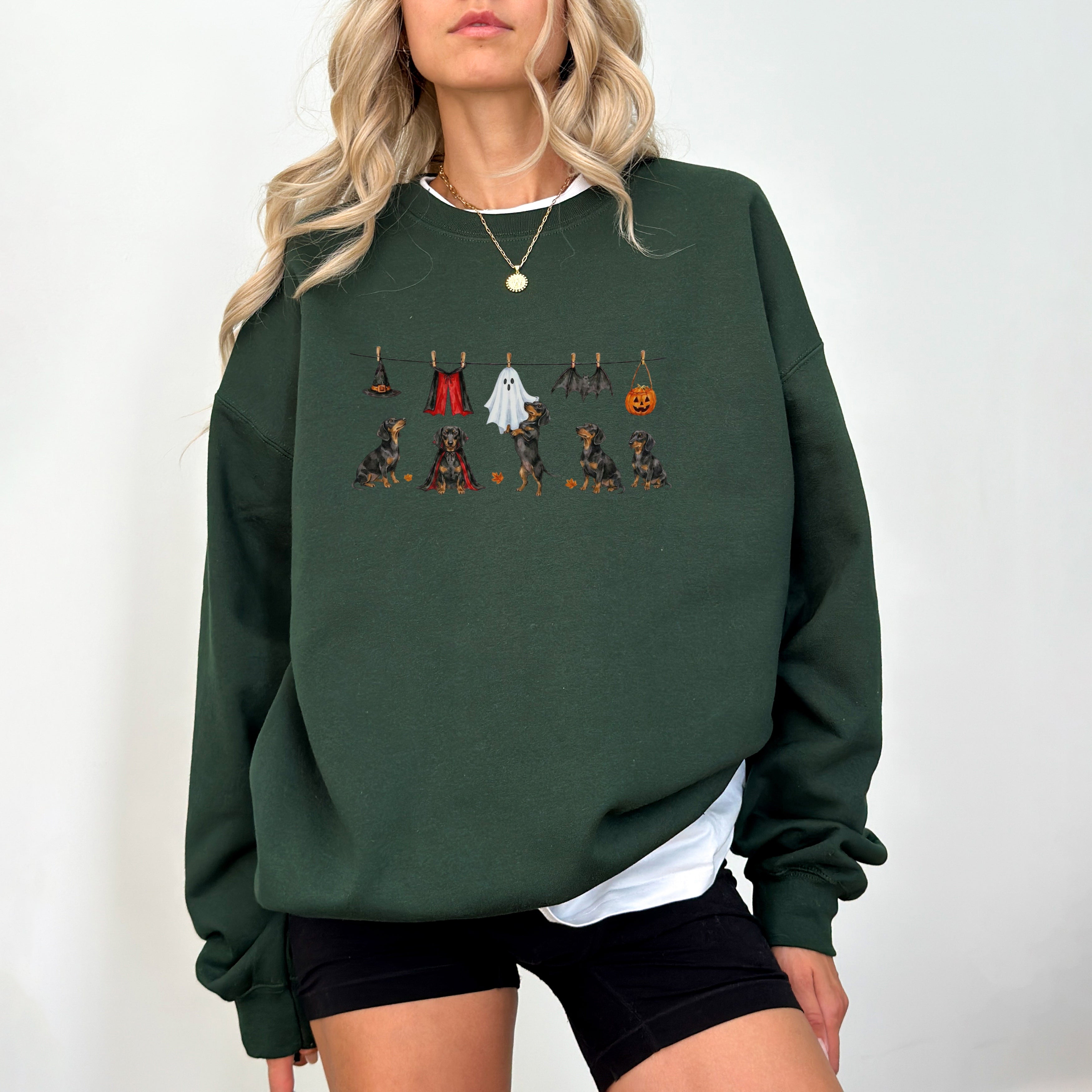 Dachshund SH black and tan Halloween Sweatshirt
