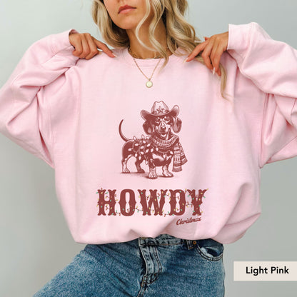 Dachshund Short Haired Howdy Christmas Sweatshirt