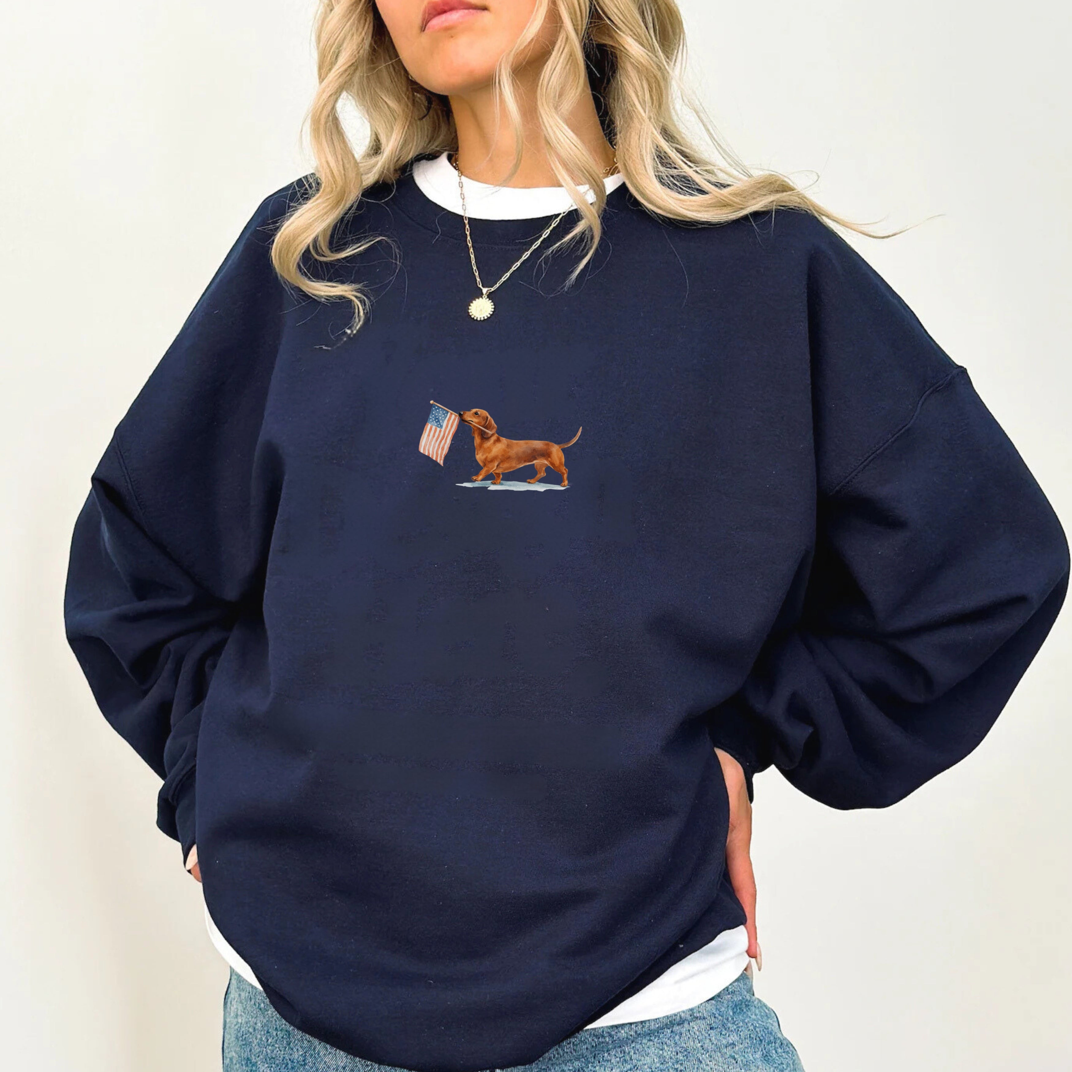 Dachshund Shorthaired US Flag Sweatshirt