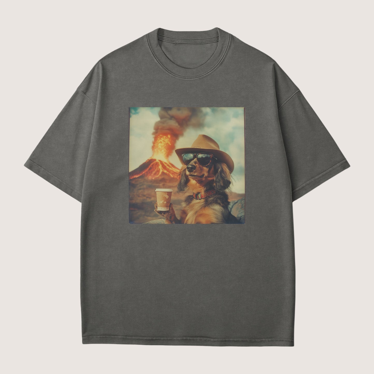 Dachshund long haired Dog Volcano Shirt
