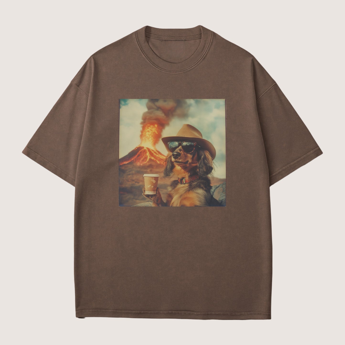 Dachshund long haired Dog Volcano Shirt