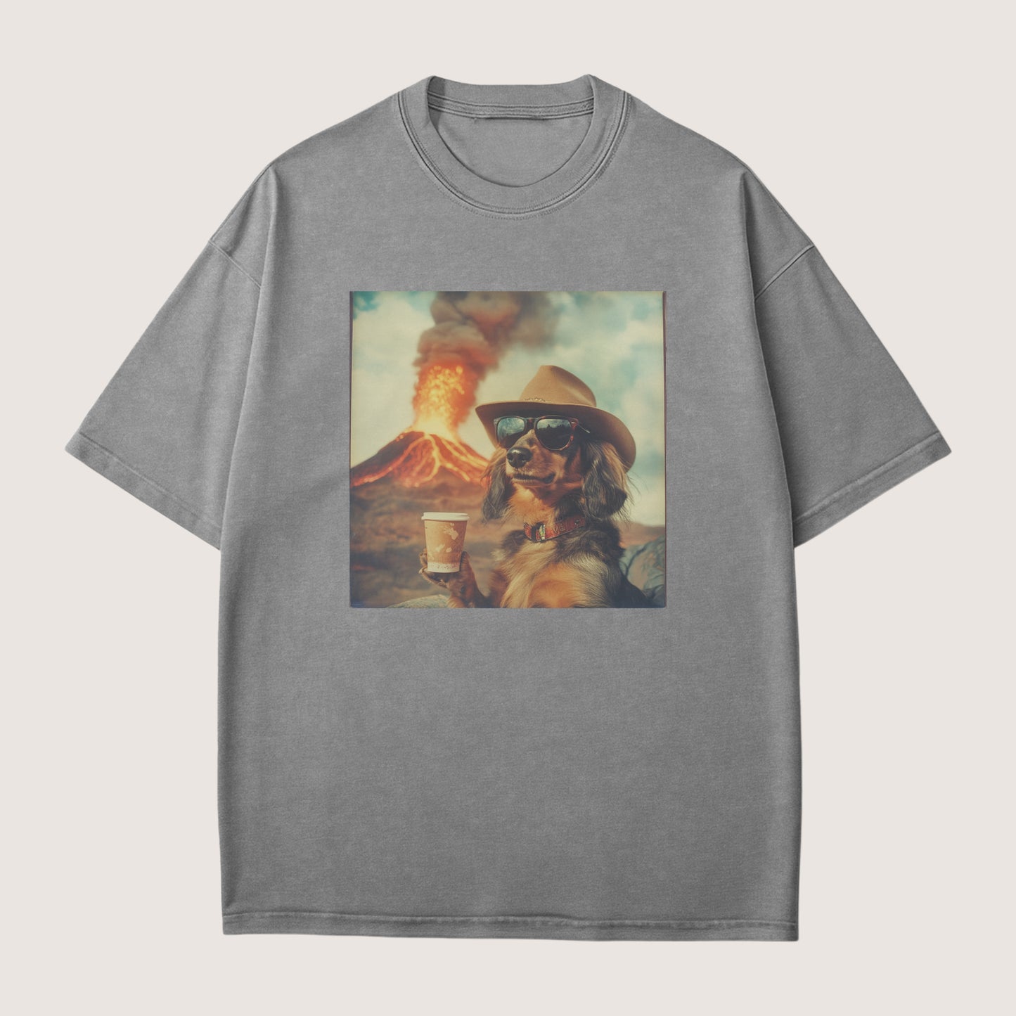 Dachshund long haired Dog Volcano Shirt