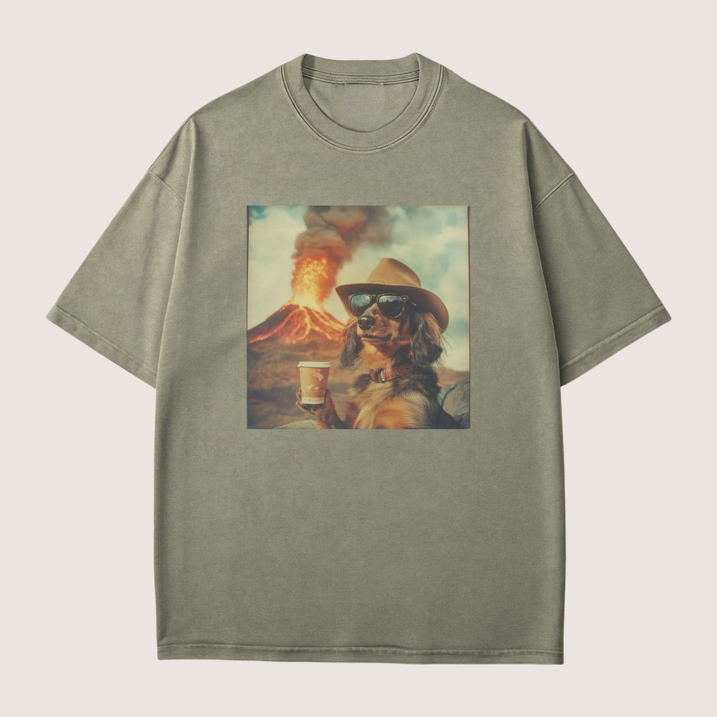 Dachshund long haired Dog Volcano Shirt