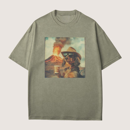 Dachshund long haired Dog Volcano Shirt