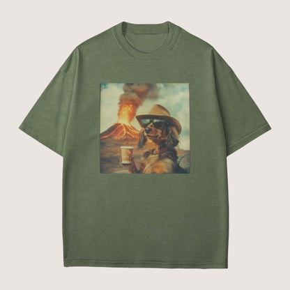 Dachshund long haired Dog Volcano Shirt