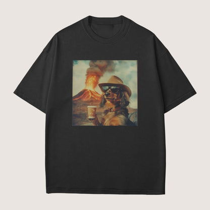 Dachshund long haired Dog Volcano Shirt