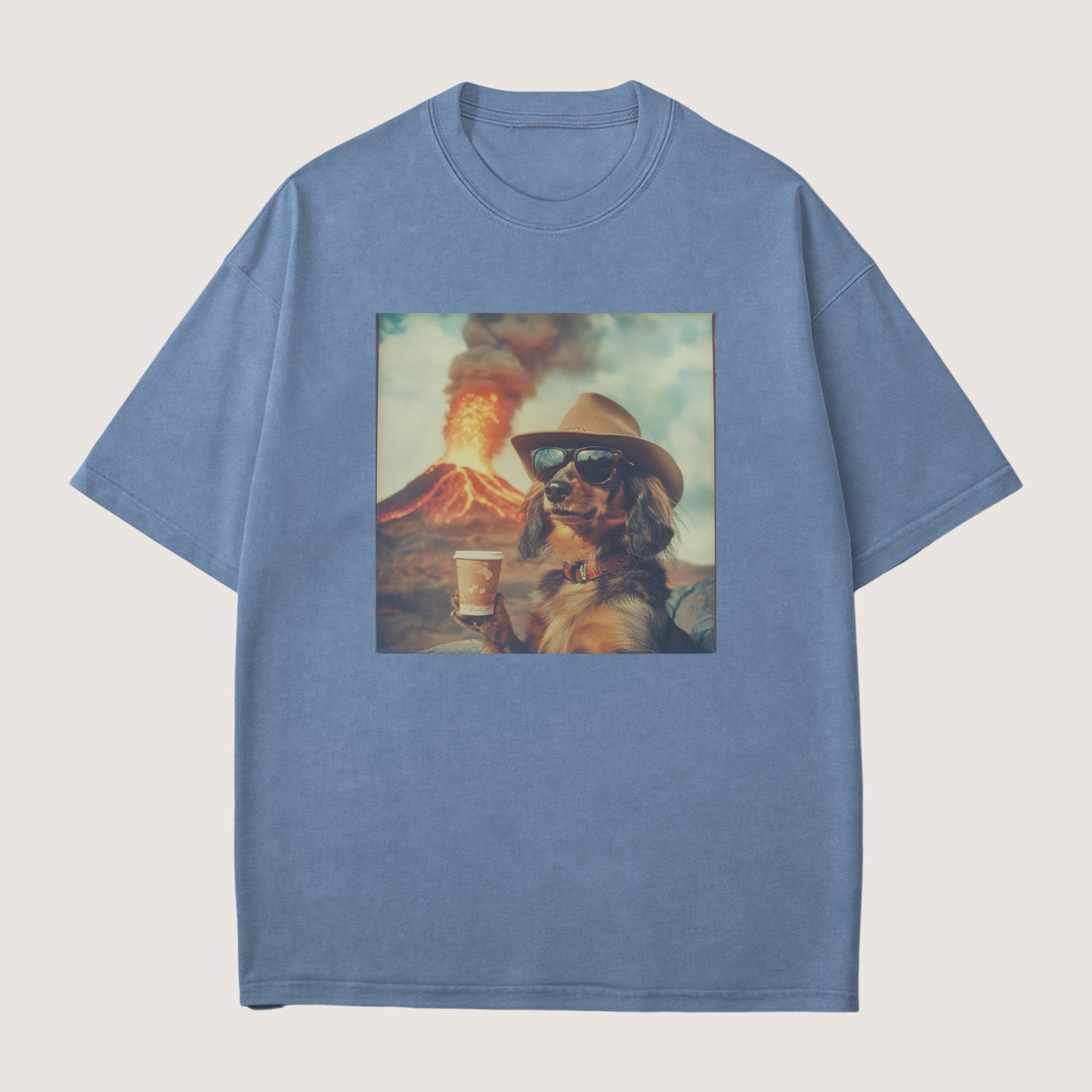 Dachshund long haired Dog Volcano Shirt