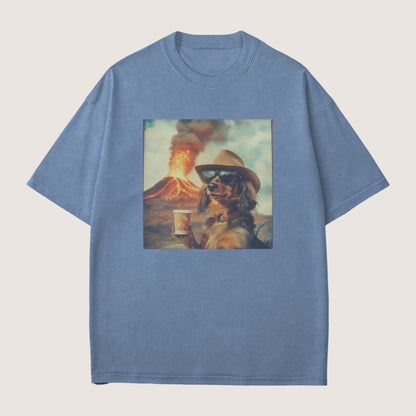Dachshund long haired Dog Volcano Shirt