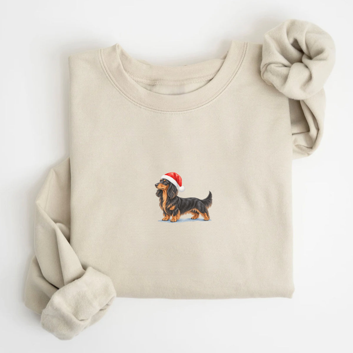 Dachshund longhaired black and tan Christmas Sweatshirt
