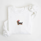 Dachshund longhaired black and tan Christmas Sweatshirt