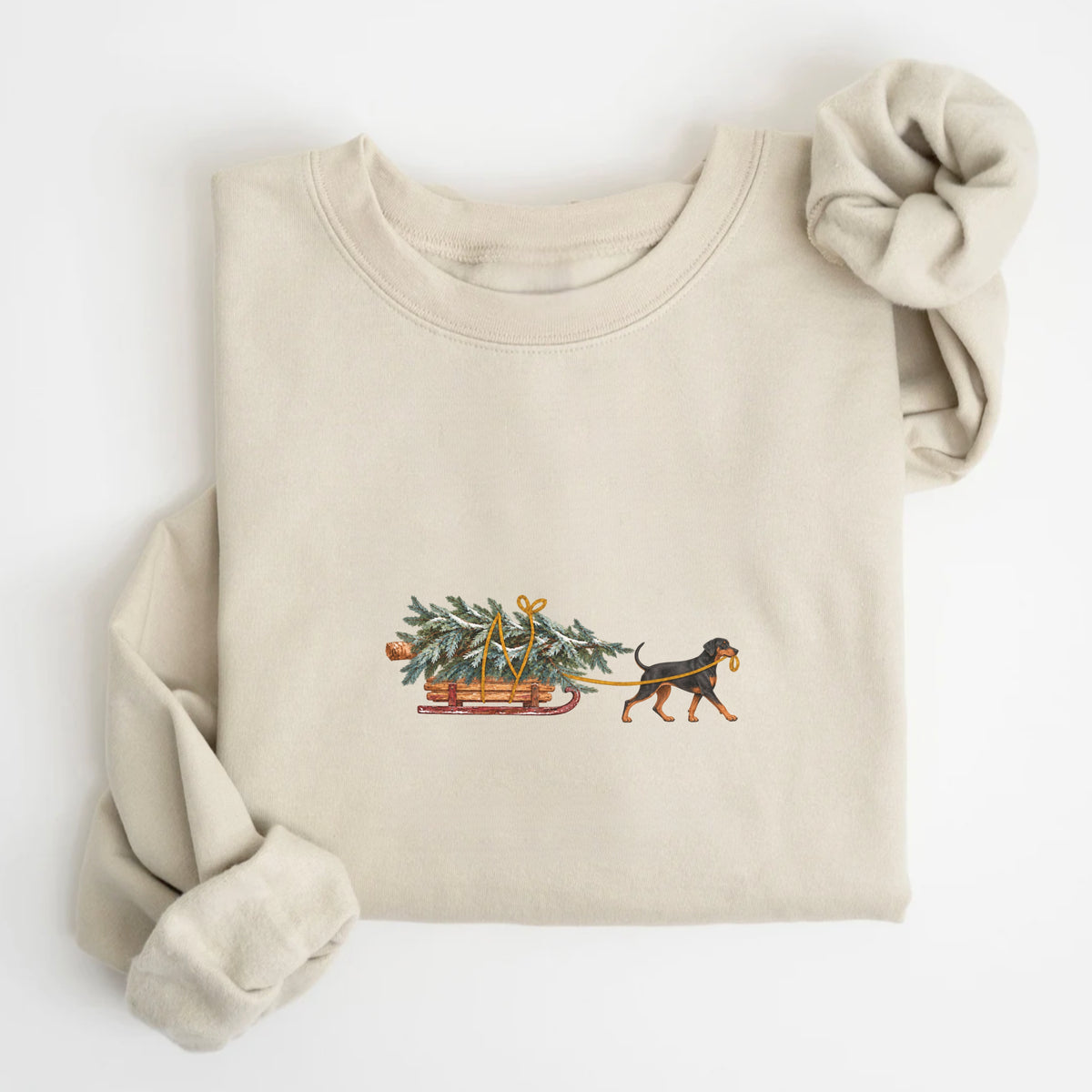 Doberman Pinscher Black and Rust Vintage Christmas Tree Sweatshirt