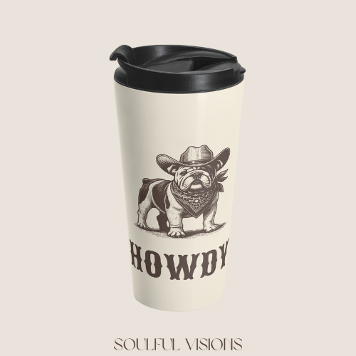 Howdy English Bulldog Stainless Steel Travel Mug