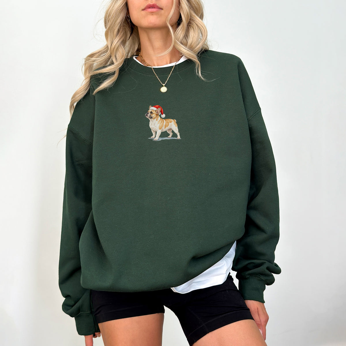 French bulldog fawn pied  Christmas Sweatshirt