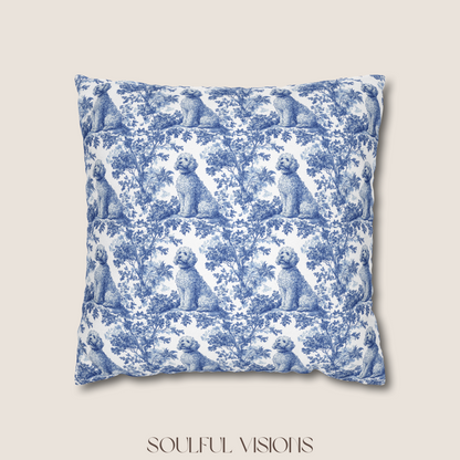 Goldendoodle Blue French Toile Pillow