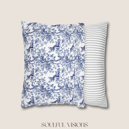 French Bulldog Blue French Toile De Jouy Pillow