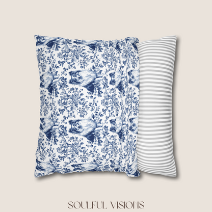 Shetland Sheepdog Blue French Toile De Jouy Pillow