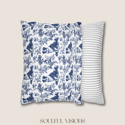 Australian Shepherd Blue French Toile De Jouy Pillow