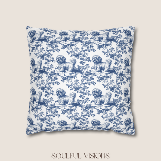 Shih Tzu Blue French Toile De Jouy Pillow