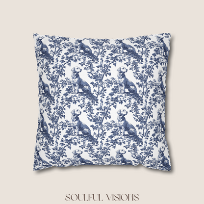Labrador Retriever Blue French Toile De Jouy Pillow