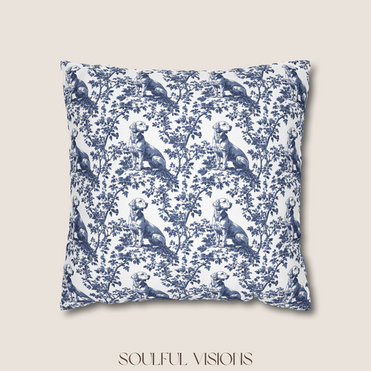 Labrador Retriever Blue French Toile De Jouy Pillow