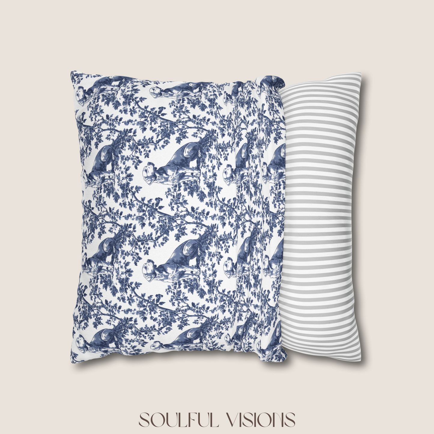 Labrador Retriever Blue French Toile De Jouy Pillow