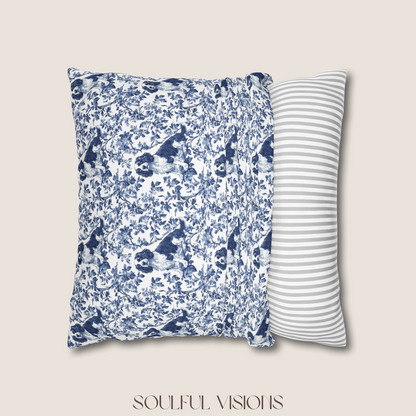 English Springer Spaniel French Blue Toile De Jouy Pillow