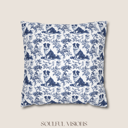 Australian Shepherd Blue French Toile De Jouy Pillow