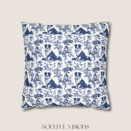 Australian Shepherd Blue French Toile De Jouy Pillow