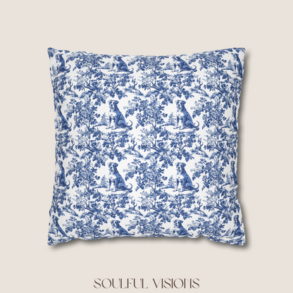 Pitbull Blue French Toile De Jouy Pillow