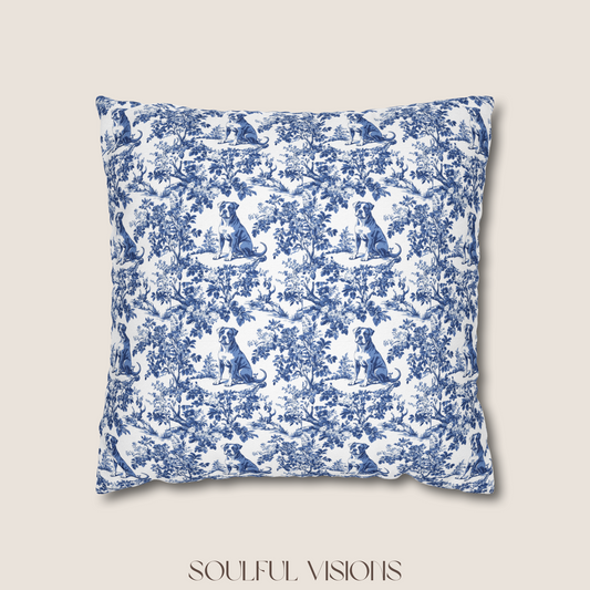 Pitbull Blue French Toile De Jouy Pillow