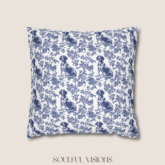 German Shorthaired Pointer Blue French Toile Pillow